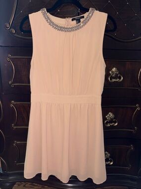 Forever 21 Blush Pink Sleeveless Embellished Neck Dress